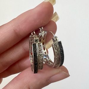 Black and white Betsey Johnson Small Hoop Earrings